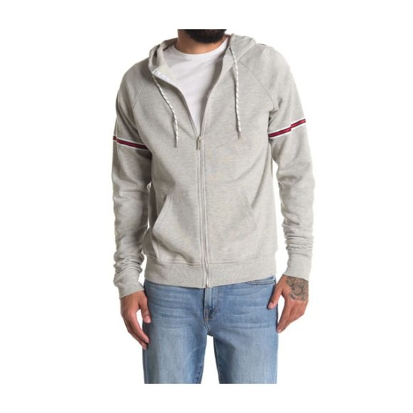 Mens Gray Hoodie Zip Front Hooded Sweatshirt New - Picture 2 of 11